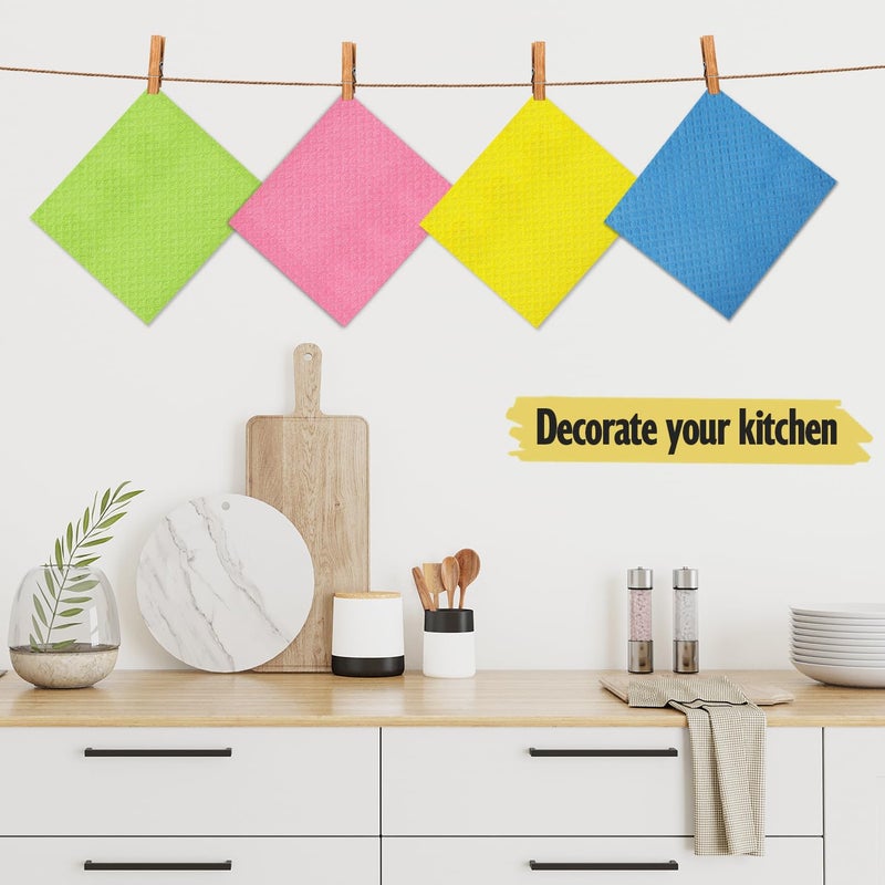 MoLKENE Swedish Dishcloths for Kitchen | 10 Pack Cellulose Sponge Dish Cloths Washable | Non-Scratch Reusable Towels Rags Ultra-Absorbent Cleaning Cloths Quick Drying - Image 2